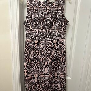 New York & Company Pink and Black Sheath Midi Dress